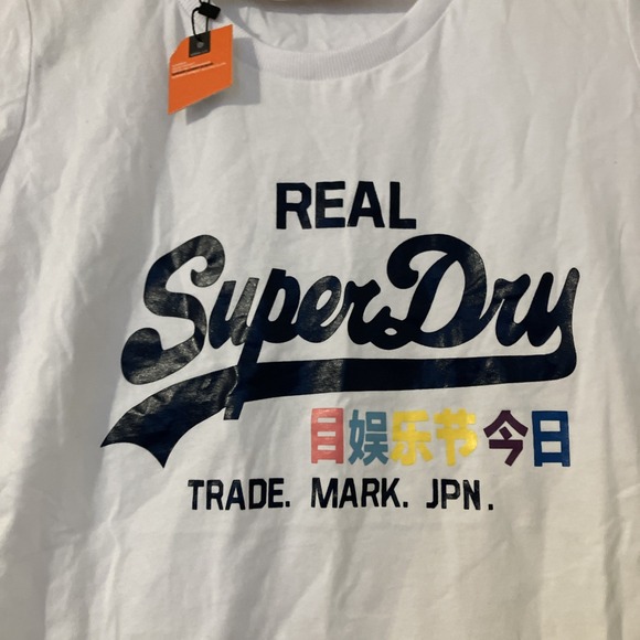 Superdry T-Shirt Womens Short Sleeve Crew Neck Classic Graphic White Size L - Picture 3 of 8